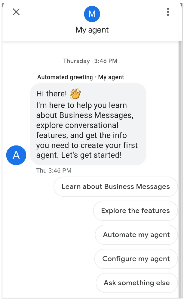Mensagem de boas-vindas do bot de ajuda