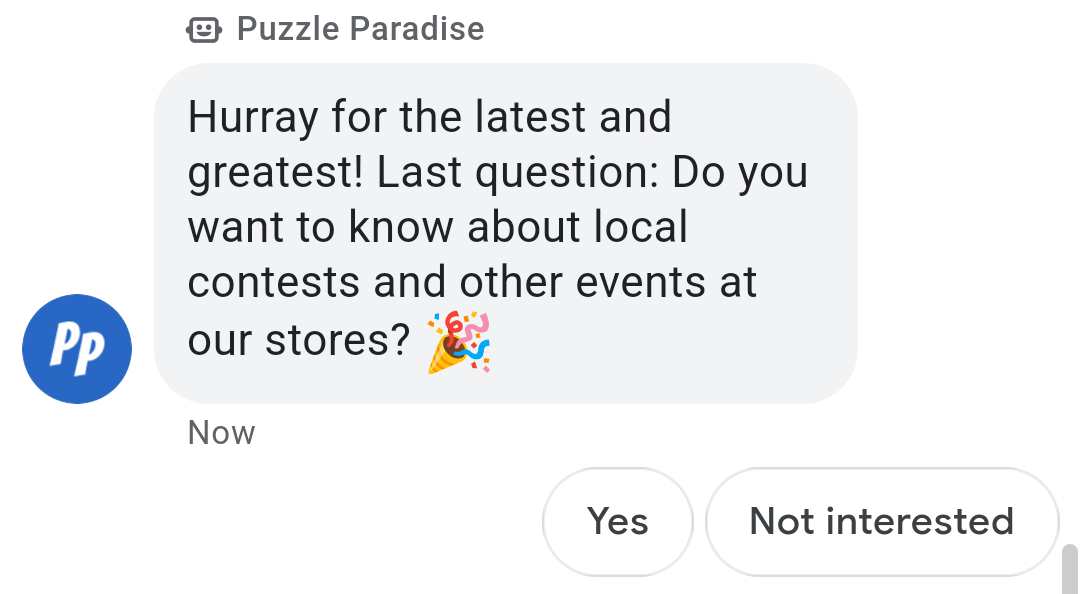 Agent asks if user is interested in local events