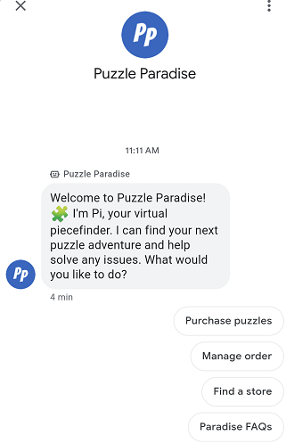 Messaggio di benvenuto con spunti di conversazione