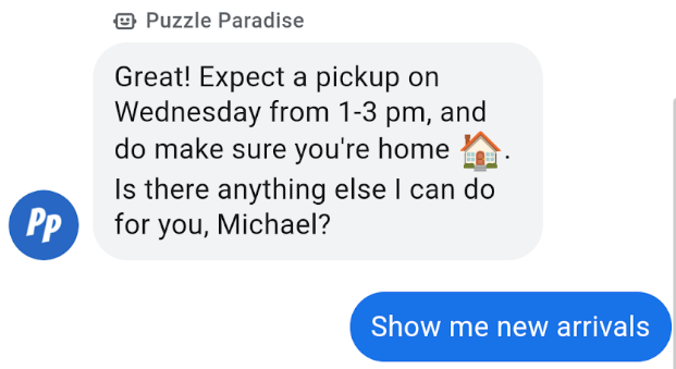 Đã nhấn vào câu trả lời đề xuất cho tính năng Hiện cho tôi danh sách khách mới