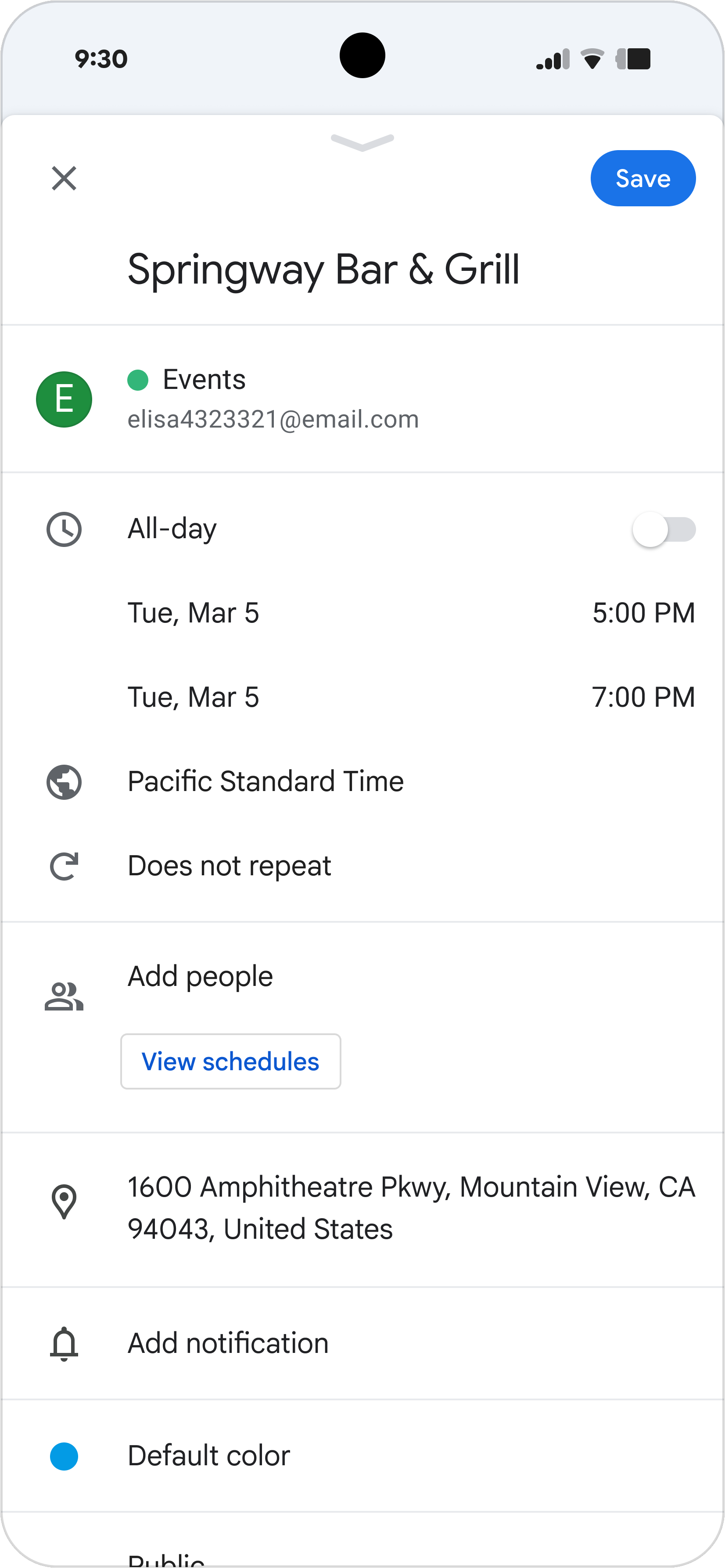 User confirming reservation data with an Add to my calendar action at the end.