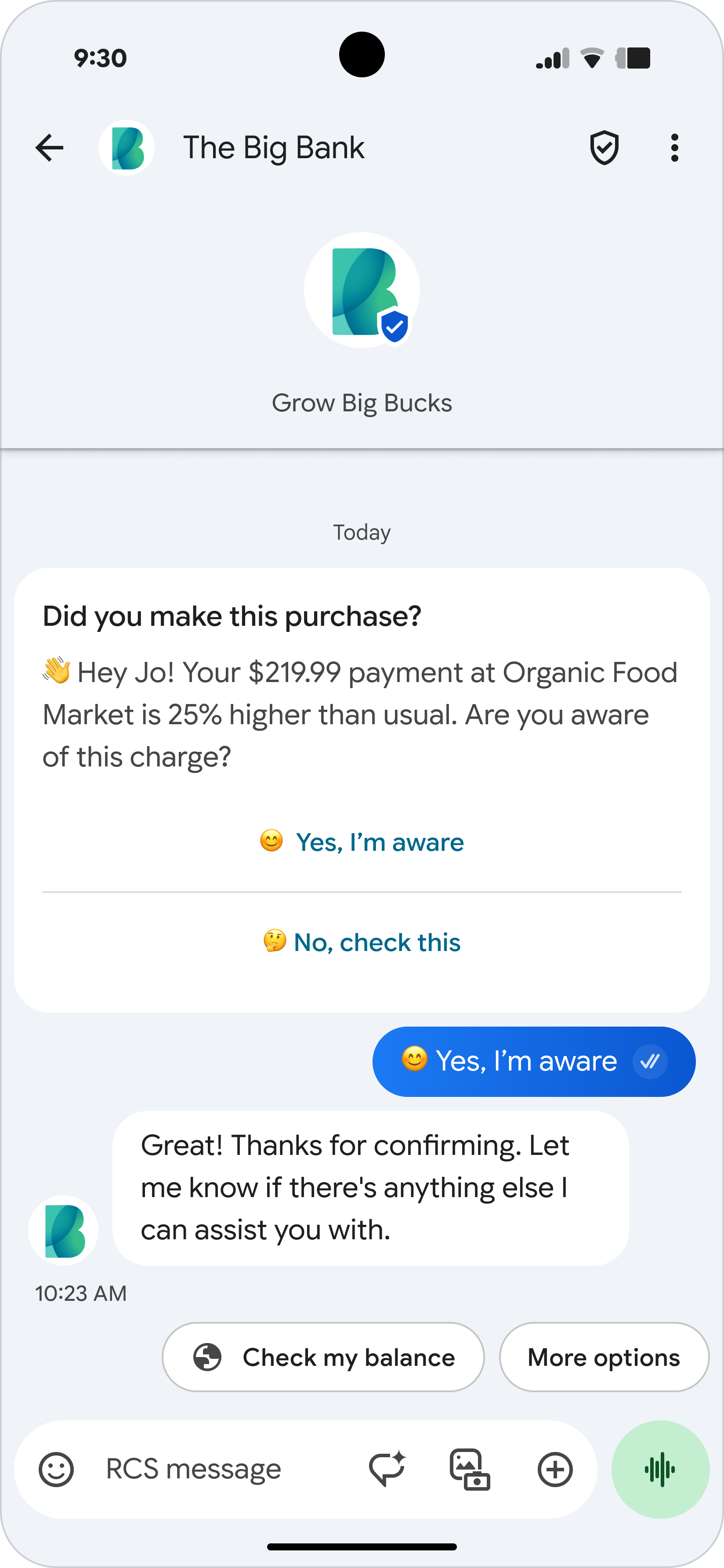 Message with suggested replies