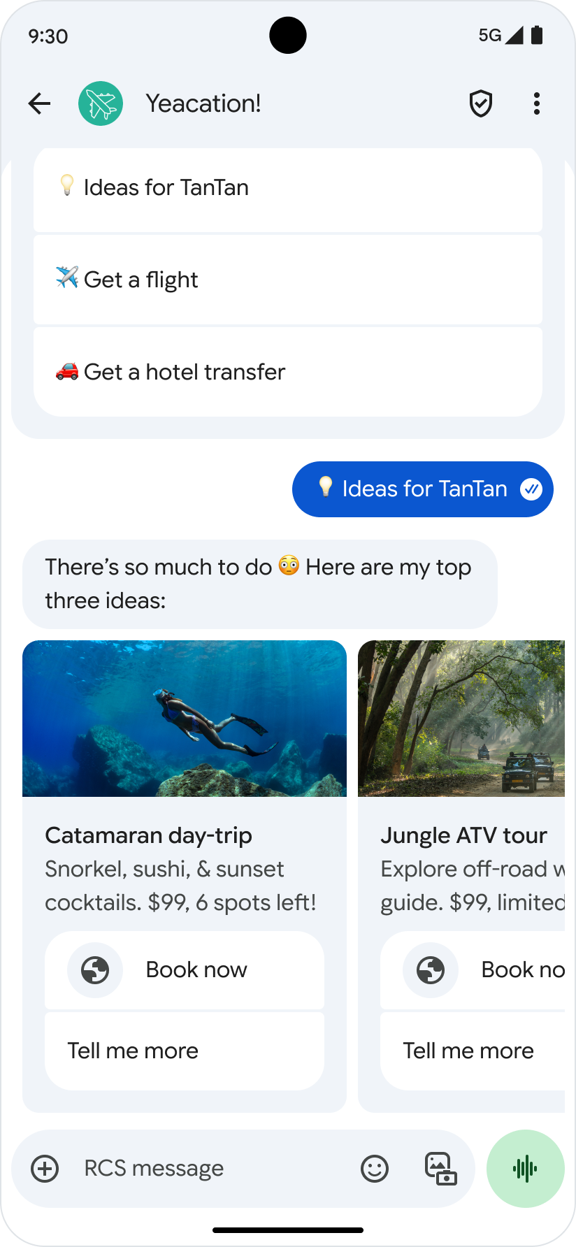 Carousel kartu informasi.