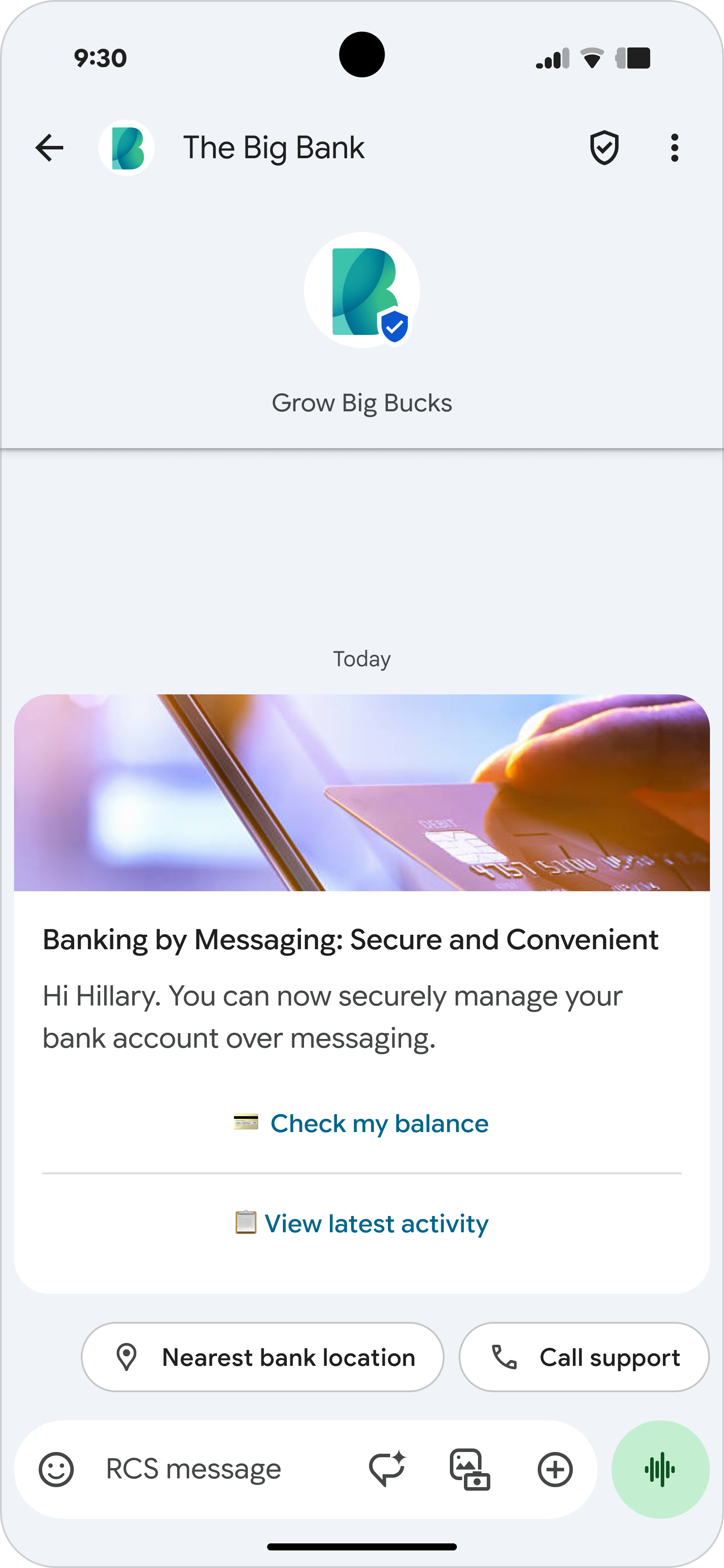 Message with suggested actions