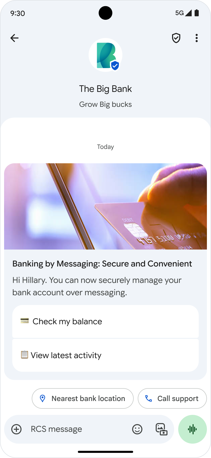 Message with suggested actions