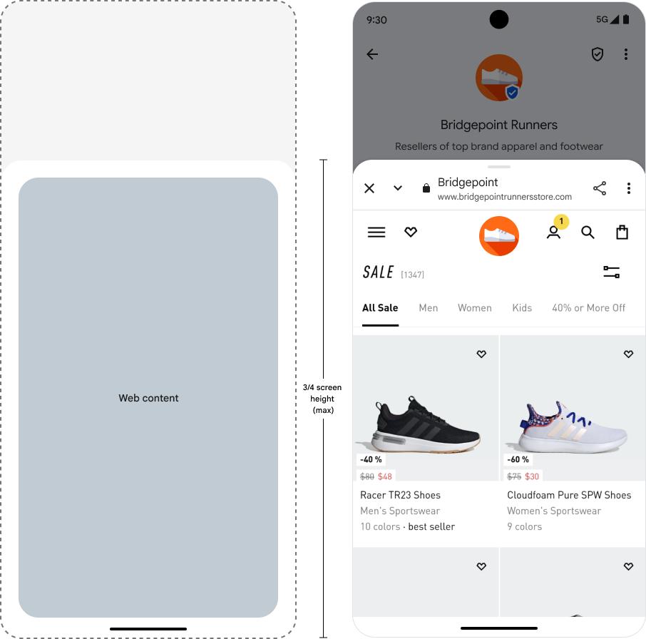 Page Web affichée sur les trois quarts de l&#39;écran