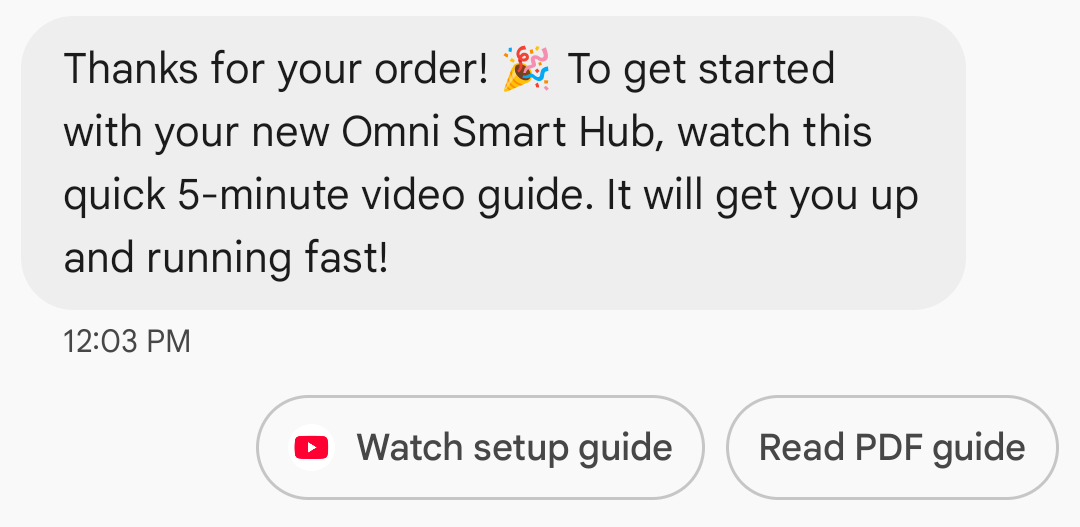 Ícone do app em um botão de sugestão.