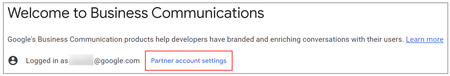 Partner account settings button