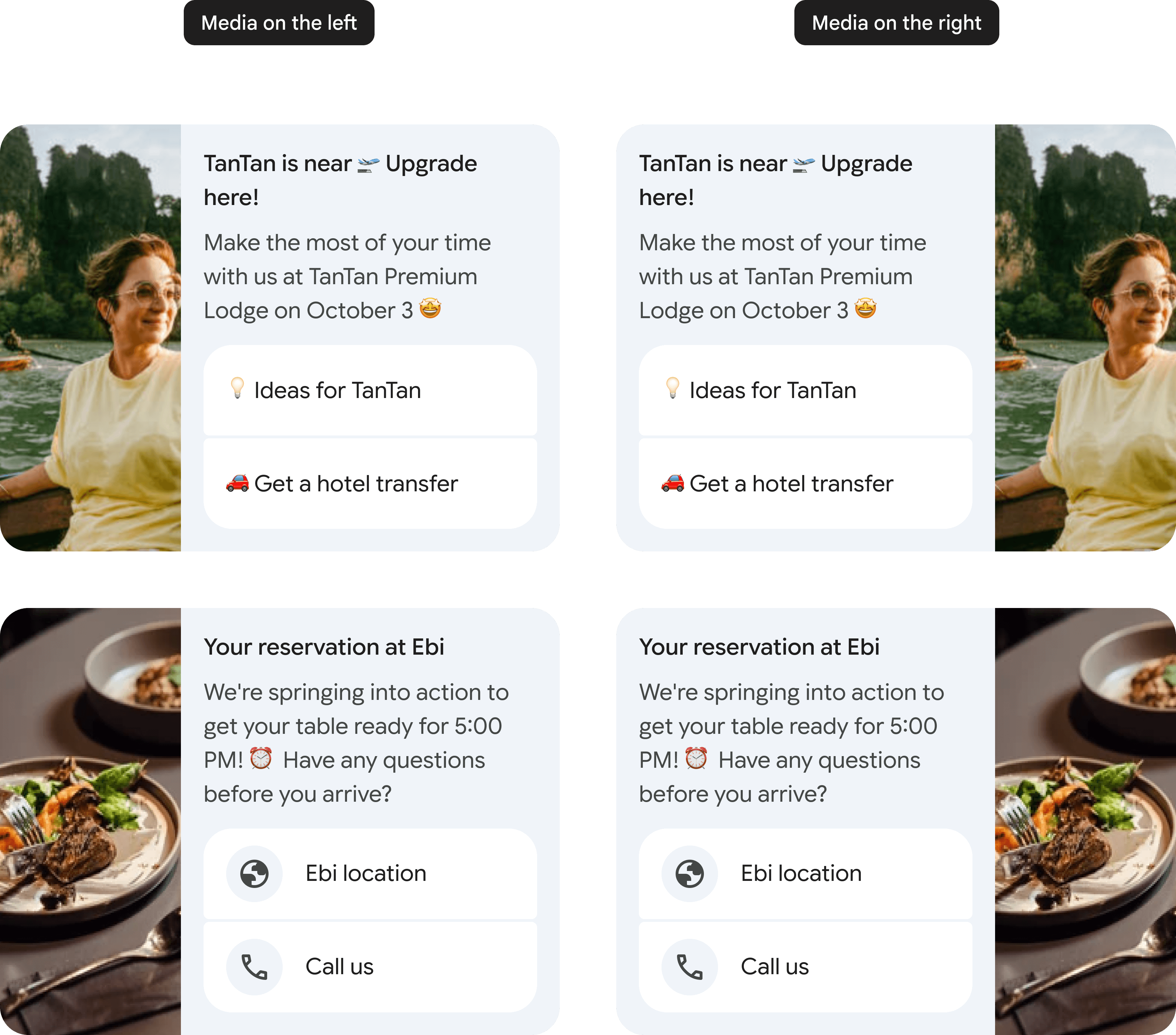 Horizontale interaktive Chat-Nachricht