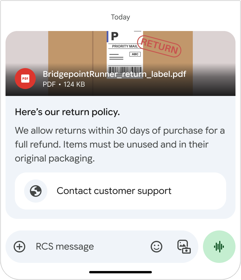 PDF-Dateivorschau in einer vertikalen Rich Card.