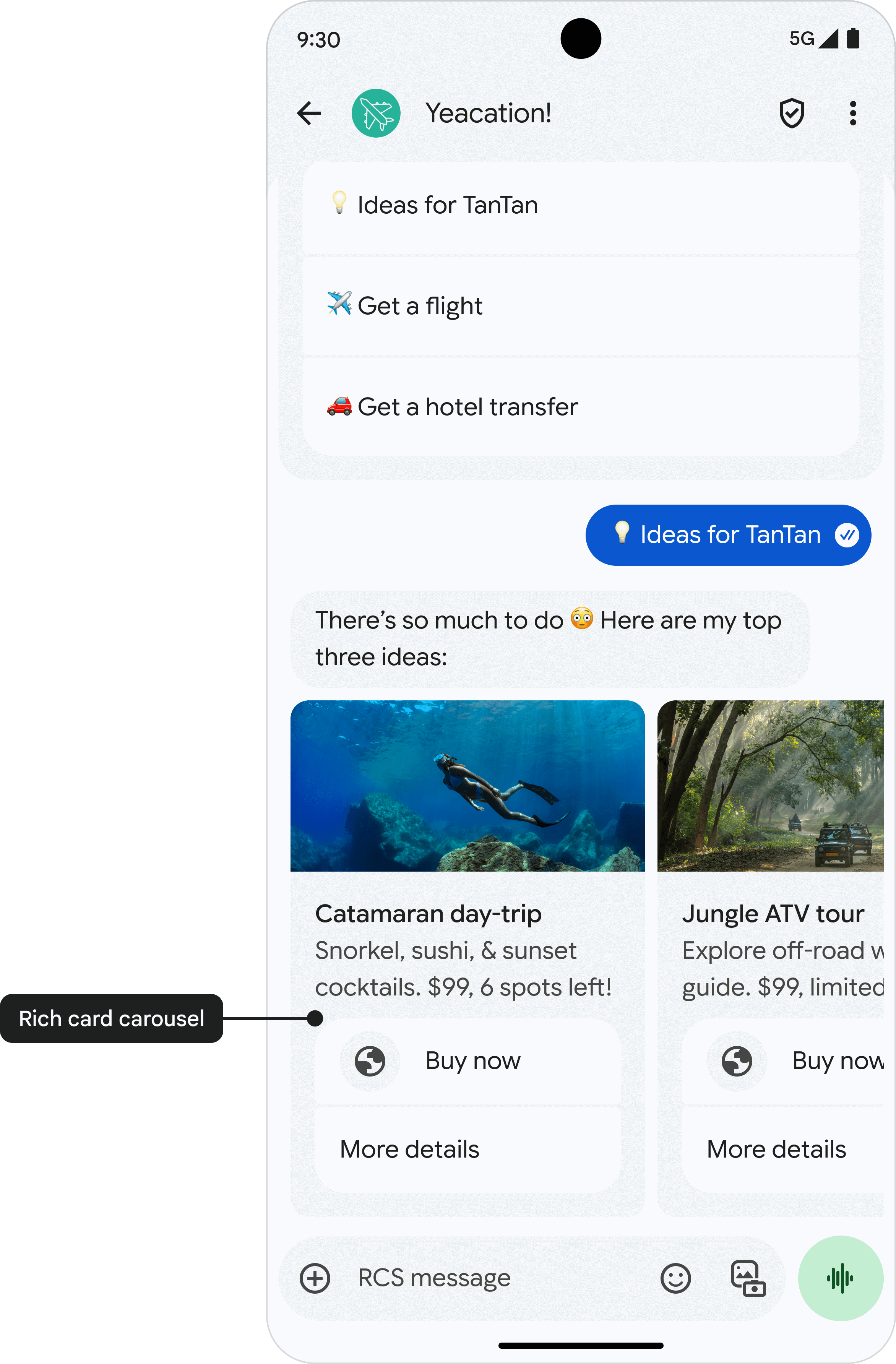 Carousel kartu informasi