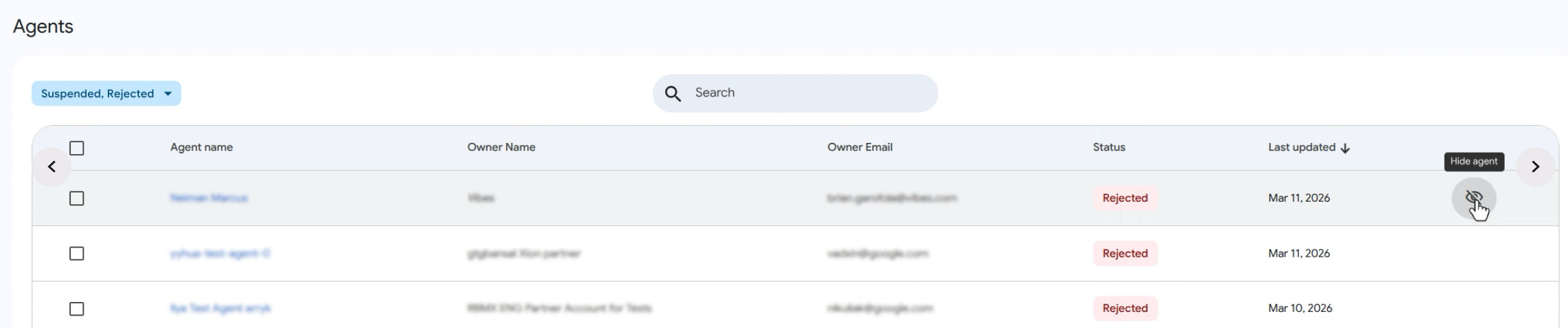 Ocultar botão ao passar o cursor