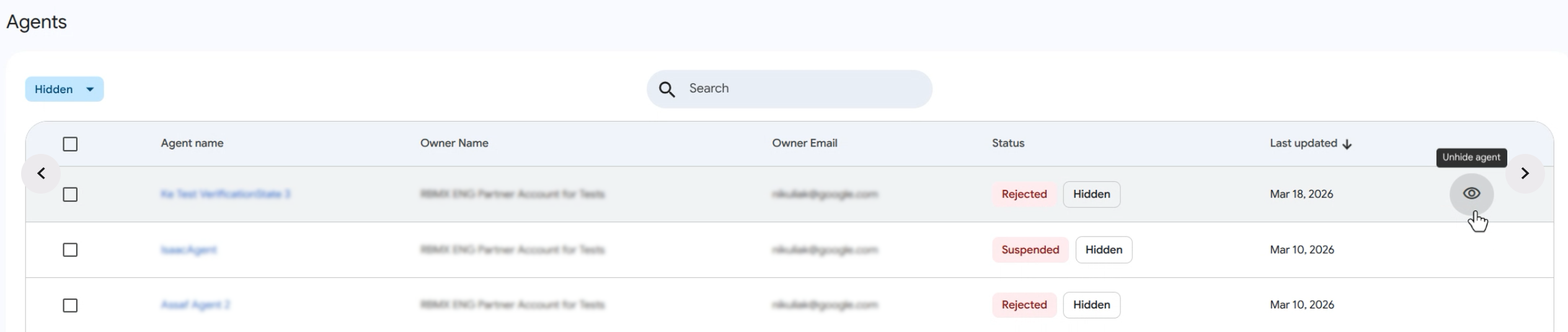 Mostrar botão ao passar o cursor