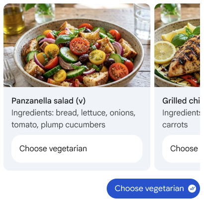 Viene toccato il suggerimento per scegliere l'opzione vegetariana.