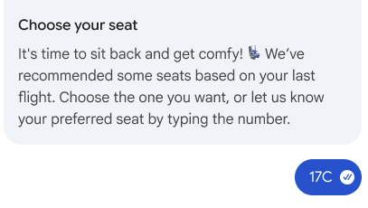 Suggestion for seat 18A is tapped