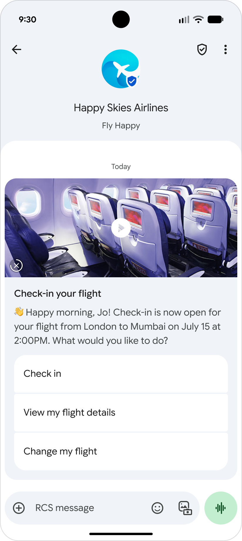 A thumbnail provided by the brand in a rich card.