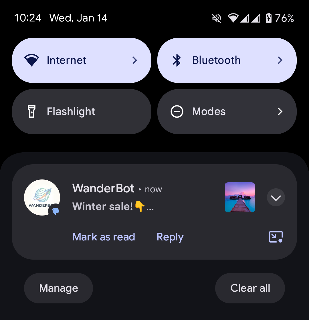 Notifikasi diciutkan