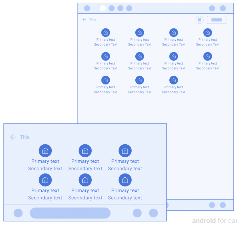 Wireframes of the Grid template