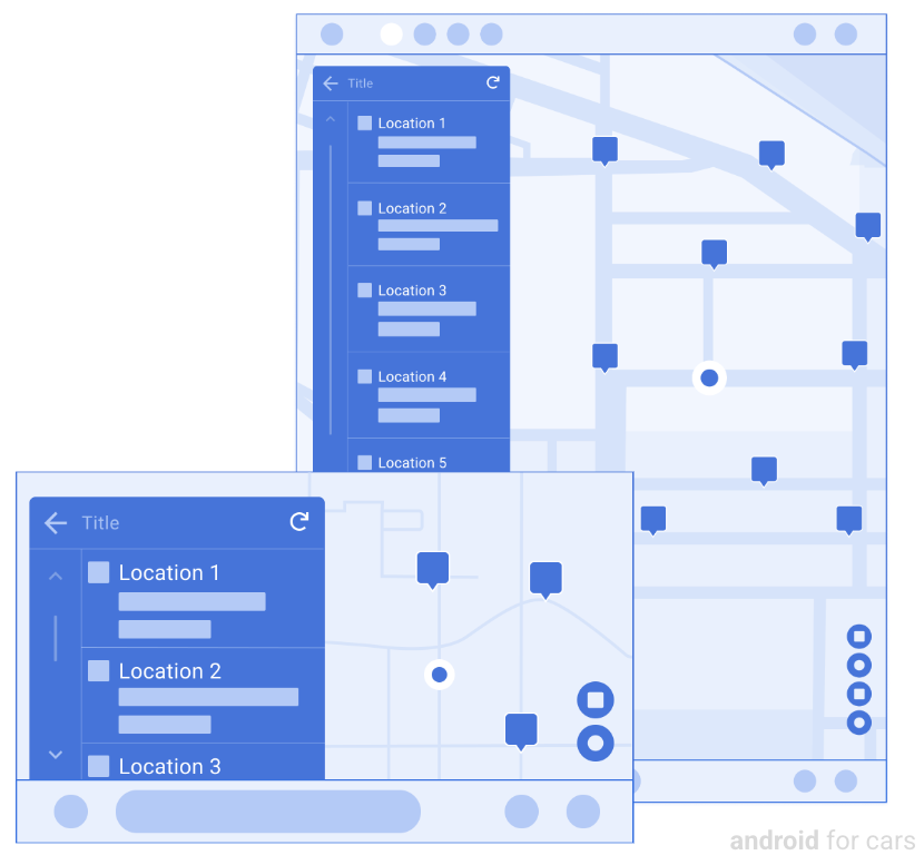מסגרות Wireframe של התבנית 'רשימת מקומות' (מפה)