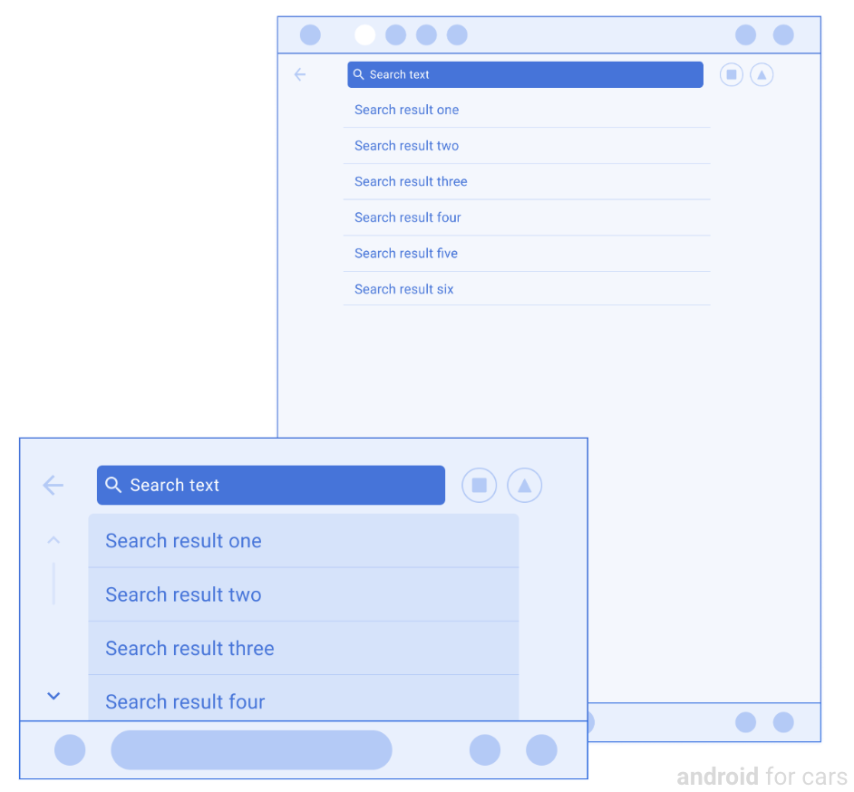 Wireframes of the Search template