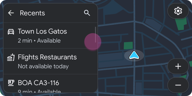 תבנית רשימה כלולה בתבנית 'מפה + תוכן' עם תוכן חדש