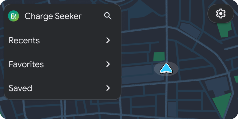 Modèle de liste de lieux avec des listes "Récents", des favoris et des listes enregistrées