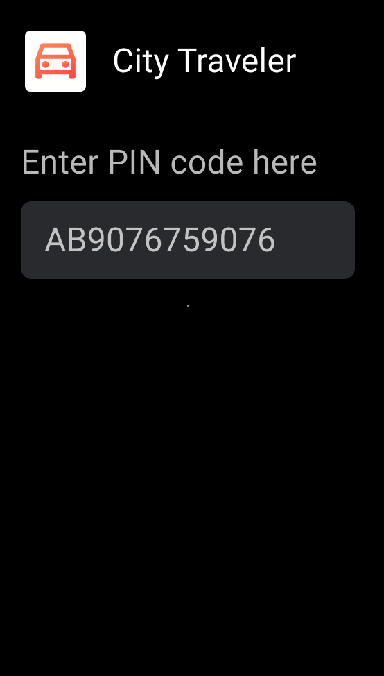 Phone screen with field to enter PIN