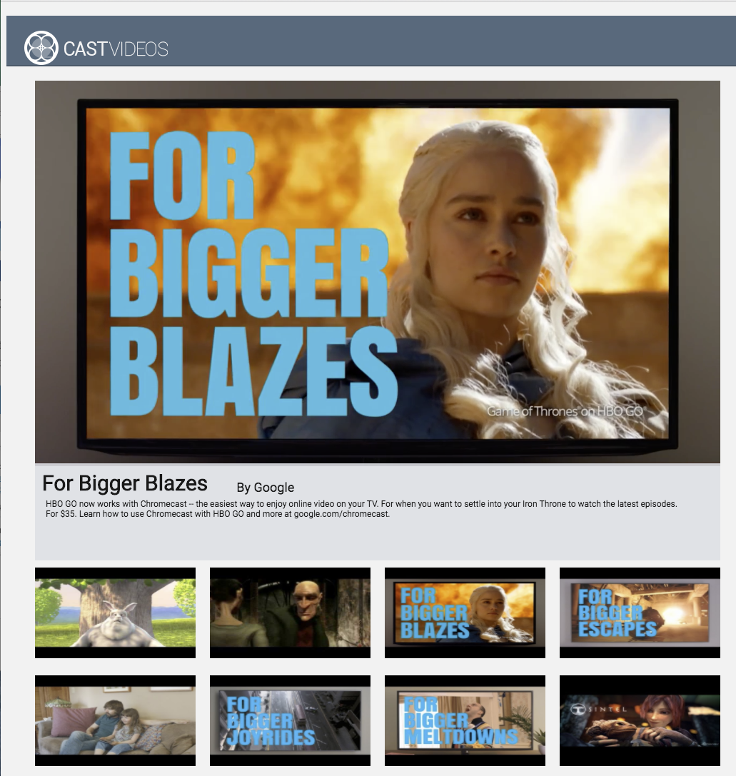 Google Cast 対応デバイスで動画を再生している画像