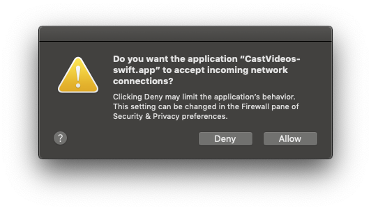 Okno potwierdzenia z prośbą o pozwolenie na akceptowanie przychodzących połączeń sieciowych