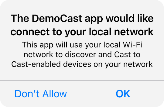 Cast Local Network Access permissions dialog image