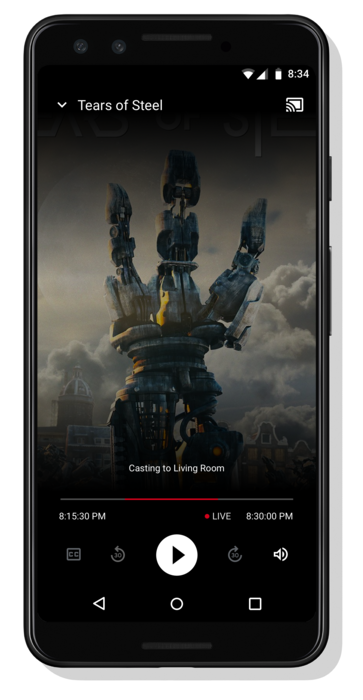 Ein Smartphone, auf dem die Live-UI für Szenario 7 und die Uhrzeit zu sehen ist.
