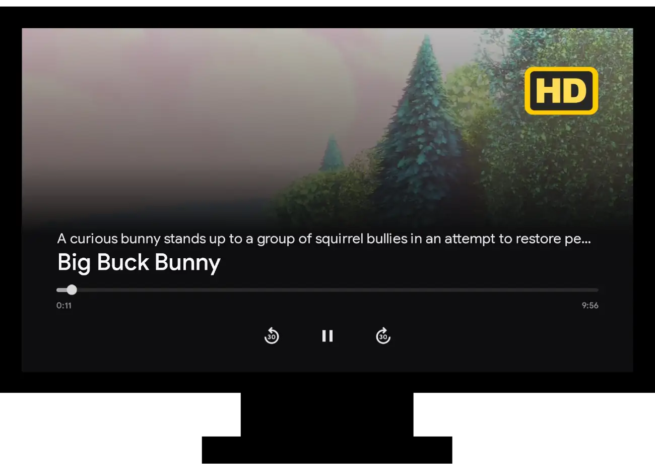 Chromecast'te video içeriği için Google TV donanım anahtarları ile ikincil resim.