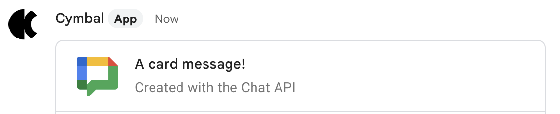 Chat API で送信されるカード メッセージ。