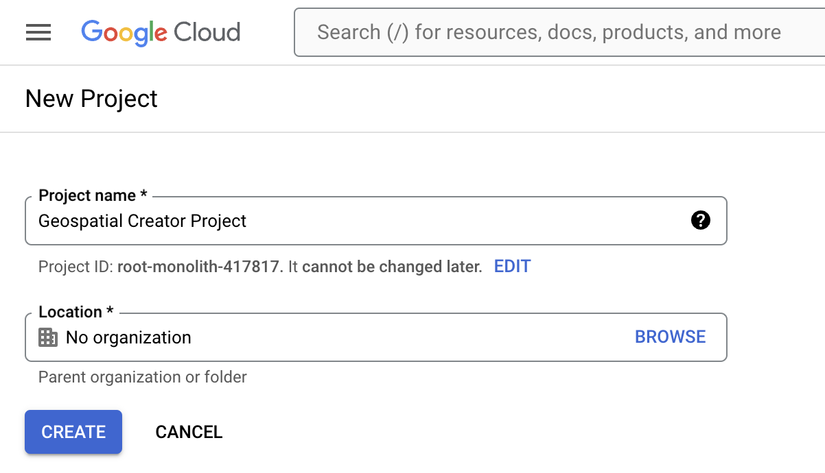 Google Cloud प्रोजेक्ट बनाना