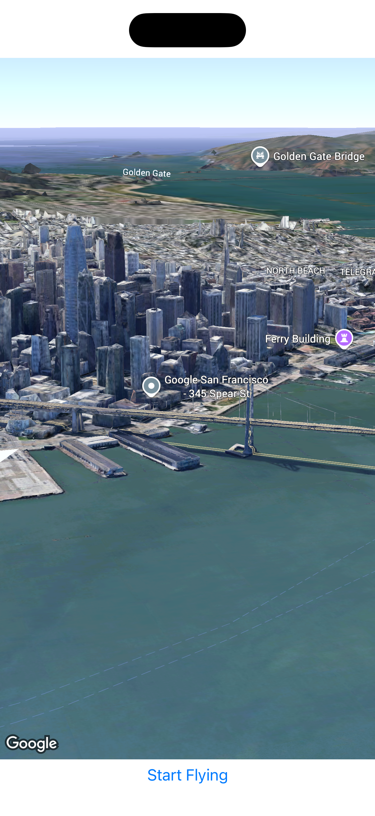 San Francisco'nun 3D haritasını gösteren uygulama