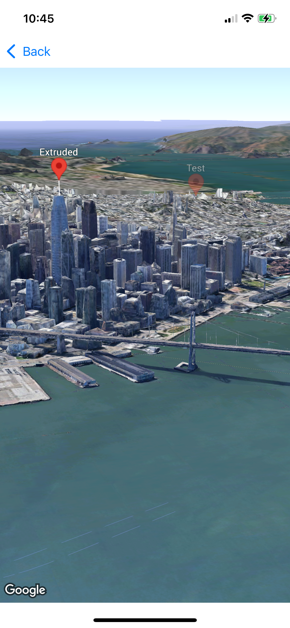 Mappa 3D che mostra un indicatore di mappa