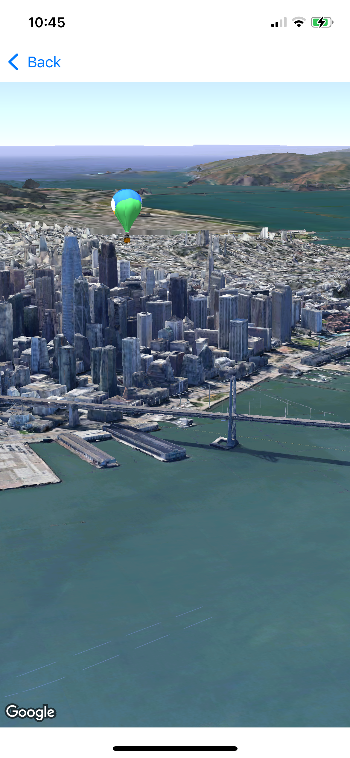 Sıcak hava balonu modeli içeren San Francisco&#39;nun 3D haritası
