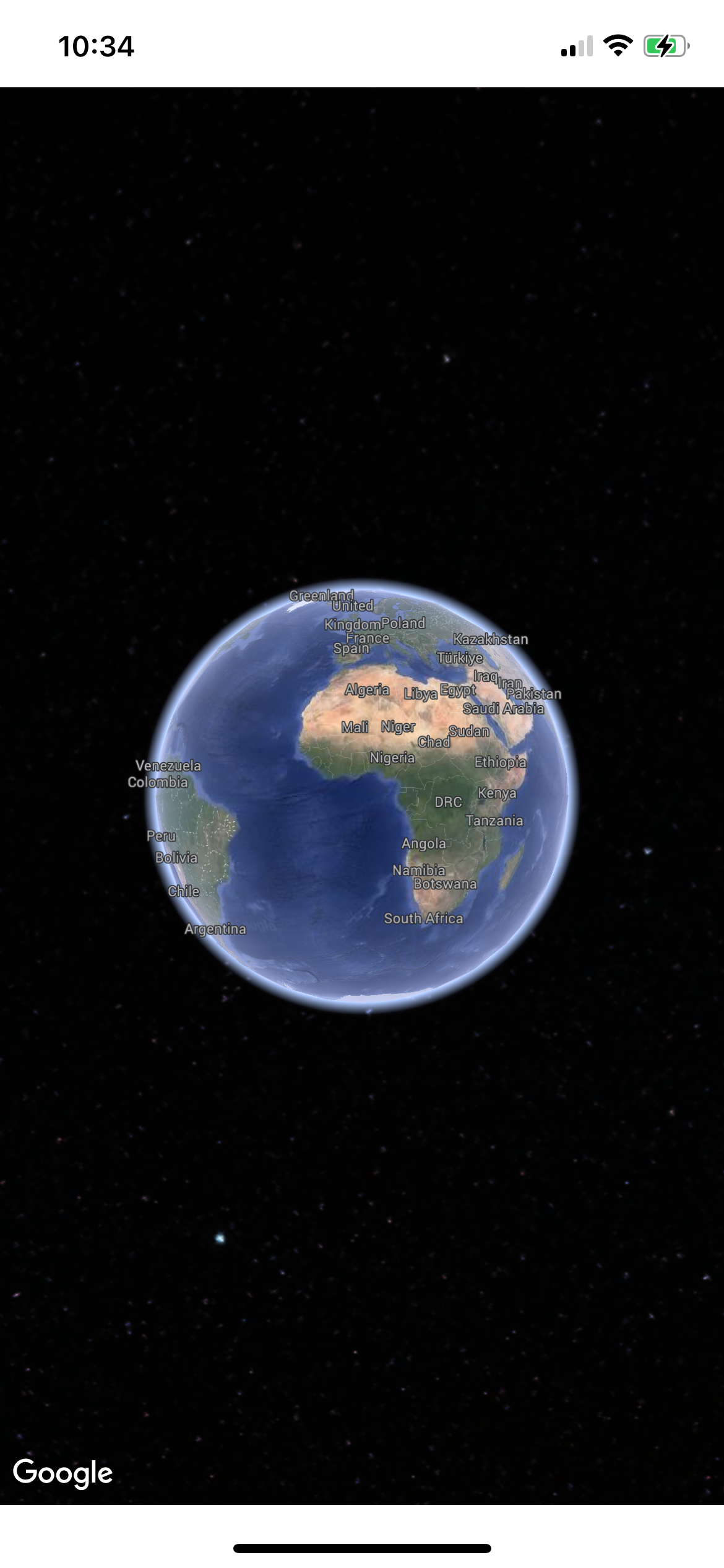 Mapa 3D que muestra la Tierra