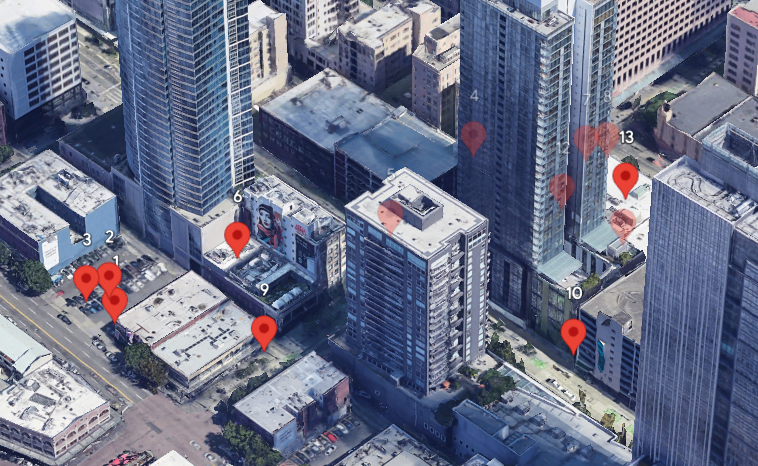 遮蔽されたマーカーが表示された地図を示す画像