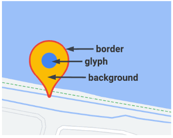 Возможности настройки маркера. “Image with options for marker pin customisation”