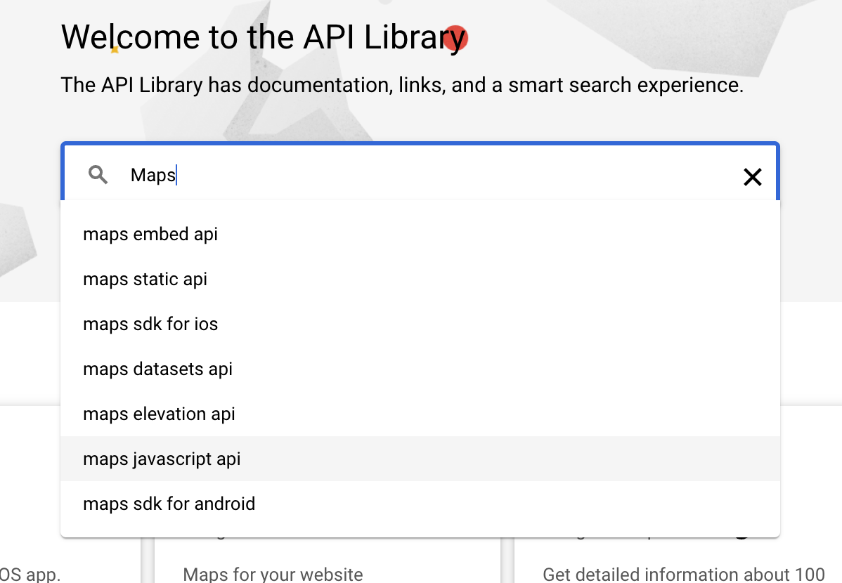 Imagen que muestra el cuadro de búsqueda de la API