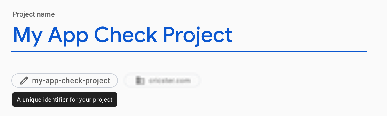 Image showing details for entering project name.