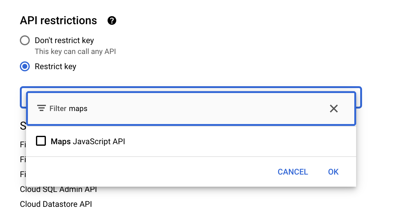 Select Maps API for filtering.