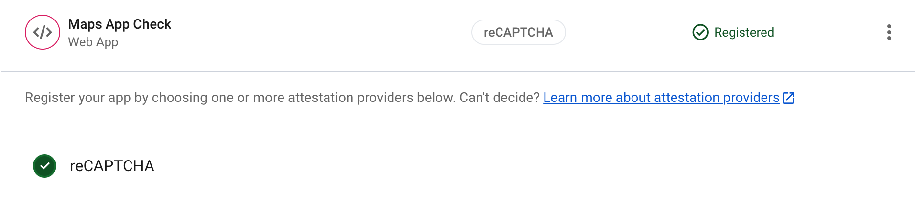 Zielony znacznik wyboru oznaczający, że reCAPTCHA jest włączona