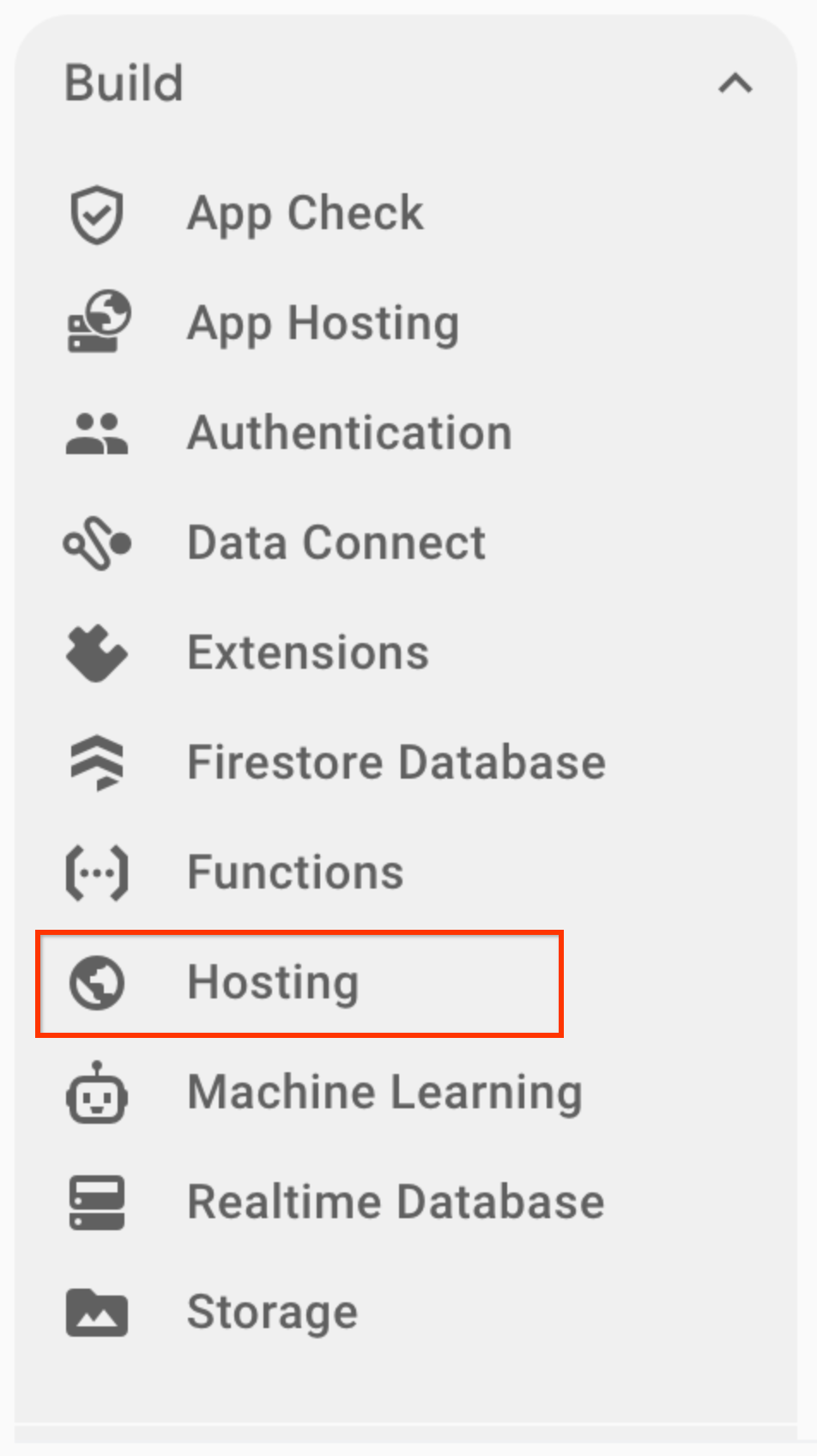 Immagine che mostra il menu di creazione dell'hosting.