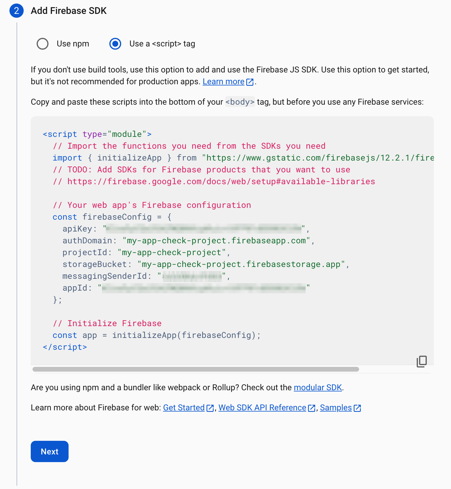 Das Script-Tag, das auf der Seite eingefügt werden soll.