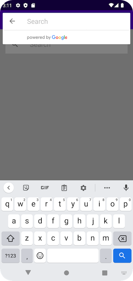 在用户点按输入字段后显示的自动补全 activity