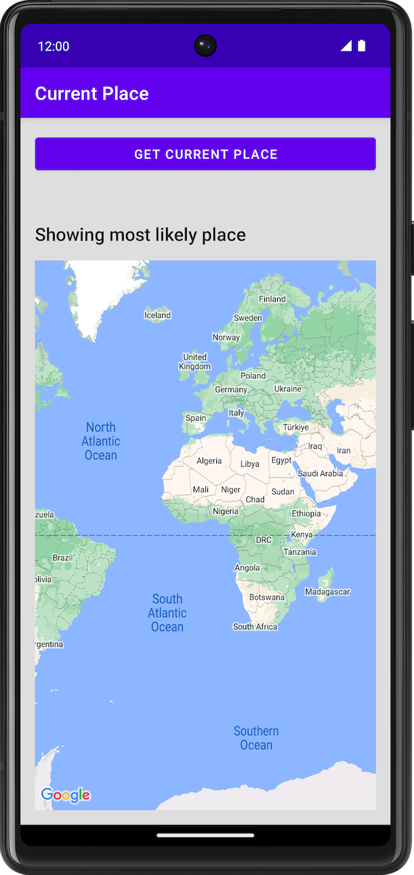 Atividade do local atual mostrando o mapa
