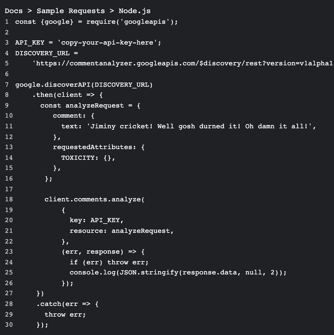 Get started with Perspective API | Google for Developers