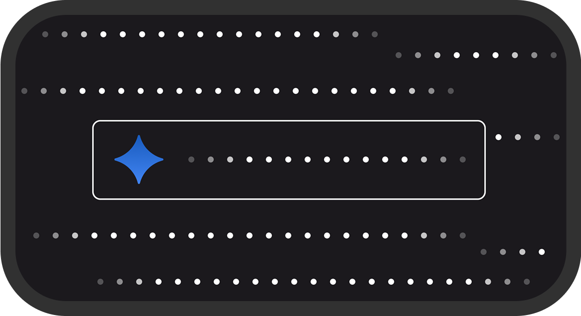 Dark screen with blue star icon and dotted lines